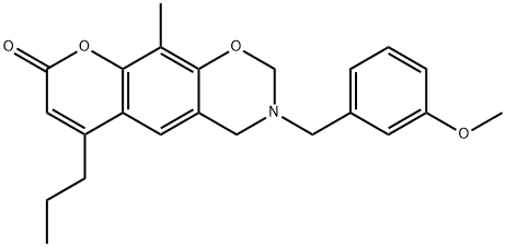 3-[(3-methoxyphenyl)methyl]-10-methyl-6-propyl-2,4-dihydropyrano[3,2-g][1,3]benzoxazin-8-one Struktur