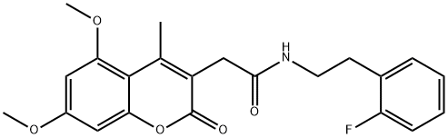 2-(5,7-dimethoxy-4-methyl-2-oxochromen-3-yl)-N-[2-(2-fluorophenyl)ethyl]acetamide Struktur