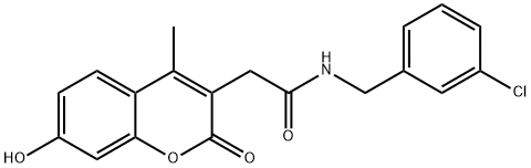 N-[(3-chlorophenyl)methyl]-2-(7-hydroxy-4-methyl-2-oxochromen-3-yl)acetamide Struktur