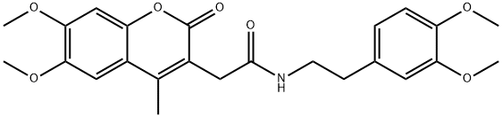 2-(6,7-dimethoxy-4-methyl-2-oxochromen-3-yl)-N-[2-(3,4-dimethoxyphenyl)ethyl]acetamide Struktur