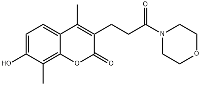 7-hydroxy-4,8-dimethyl-3-(3-morpholin-4-yl-3-oxopropyl)chromen-2-one Struktur