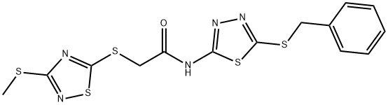 N-(5-benzylsulfanyl-1,3,4-thiadiazol-2-yl)-2-[(3-methylsulfanyl-1,2,4-thiadiazol-5-yl)sulfanyl]acetamide Struktur