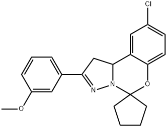 9-chloro-2-(3-methoxyphenyl)spiro[1,10b-dihydropyrazolo[1,5-c][1,3]benzoxazine-5,1'-cyclopentane] Struktur