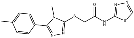 2-[[4-methyl-5-(4-methylphenyl)-1,2,4-triazol-3-yl]sulfanyl]-N-(1,3,4-thiadiazol-2-yl)acetamide Struktur