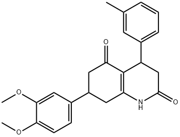 7-(3,4-dimethoxyphenyl)-4-(3-methylphenyl)-1,3,4,6,7,8-hexahydroquinoline-2,5-dione Struktur