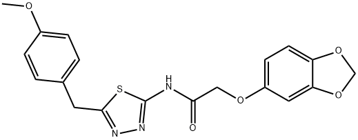 2-(1,3-benzodioxol-5-yloxy)-N-[5-[(4-methoxyphenyl)methyl]-1,3,4-thiadiazol-2-yl]acetamide Struktur