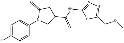 1-(4-fluorophenyl)-N-[5-(methoxymethyl)-1,3,4-thiadiazol-2-yl]-5-oxopyrrolidine-3-carboxamide Struktur