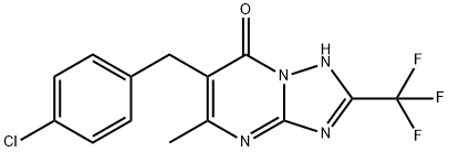 6-[(4-chlorophenyl)methyl]-5-methyl-2-(trifluoromethyl)-1H-[1,2,4]triazolo[1,5-a]pyrimidin-7-one Struktur