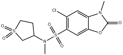 5-chloro-N-(1,1-dioxothiolan-3-yl)-N,3-dimethyl-2-oxo-1,3-benzoxazole-6-sulfonamide Struktur