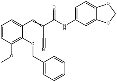 (E)-N-(1,3-benzodioxol-5-yl)-2-cyano-3-(3-methoxy-2-phenylmethoxyphenyl)prop-2-enamide Struktur