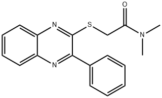 N,N-dimethyl-2-(3-phenylquinoxalin-2-yl)sulfanylacetamide Struktur