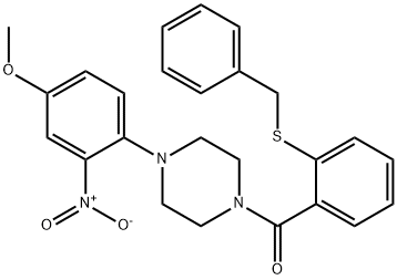 (2-benzylsulfanylphenyl)-[4-(4-methoxy-2-nitrophenyl)piperazin-1-yl]methanone Struktur