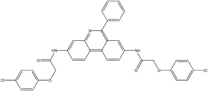 2-(4-chlorophenoxy)-N-[3-[[2-(4-chlorophenoxy)acetyl]amino]-6-phenylphenanthridin-8-yl]acetamide Struktur