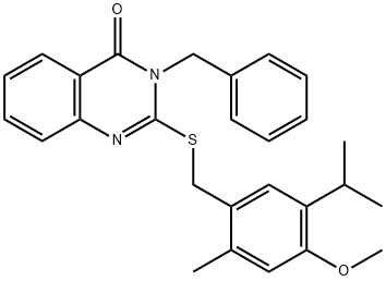 3-benzyl-2-[(4-methoxy-2-methyl-5-propan-2-ylphenyl)methylsulfanyl]quinazolin-4-one Struktur