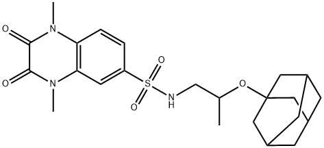 N-[2-(1-adamantyloxy)propyl]-1,4-dimethyl-2,3-dioxoquinoxaline-6-sulfonamide Struktur