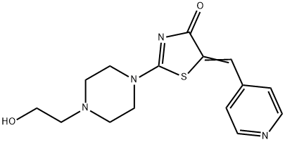 (5Z)-2-[4-(2-hydroxyethyl)piperazin-1-yl]-5-(pyridin-4-ylmethylidene)-1,3-thiazol-4-one Struktur