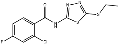 2-chloro-N-(5-ethylsulfanyl-1,3,4-thiadiazol-2-yl)-4-fluorobenzamide Struktur