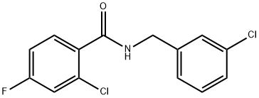 2-chloro-N-[(3-chlorophenyl)methyl]-4-fluorobenzamide Struktur