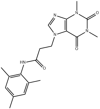 3-(1,3-dimethyl-2,6-dioxopurin-7-yl)-N-(2,4,6-trimethylphenyl)propanamide Struktur