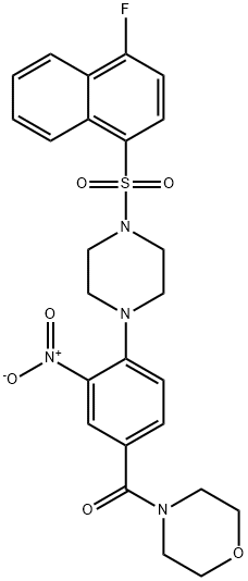 [4-[4-(4-fluoronaphthalen-1-yl)sulfonylpiperazin-1-yl]-3-nitrophenyl]-morpholin-4-ylmethanone Struktur