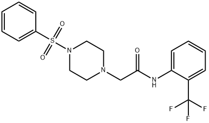 2-[4-(benzenesulfonyl)piperazin-1-yl]-N-[2-(trifluoromethyl)phenyl]acetamide Struktur