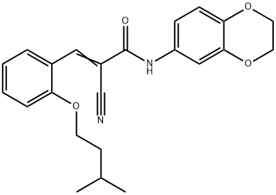 (E)-2-cyano-N-(2,3-dihydro-1,4-benzodioxin-6-yl)-3-[2-(3-methylbutoxy)phenyl]prop-2-enamide Struktur