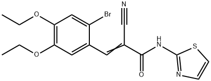 (E)-3-(2-bromo-4,5-diethoxyphenyl)-2-cyano-N-(1,3-thiazol-2-yl)prop-2-enamide Struktur