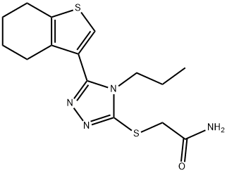 2-[[4-propyl-5-(4,5,6,7-tetrahydro-1-benzothiophen-3-yl)-1,2,4-triazol-3-yl]sulfanyl]acetamide Struktur