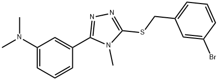 3-[5-[(3-bromophenyl)methylsulfanyl]-4-methyl-1,2,4-triazol-3-yl]-N,N-dimethylaniline Struktur