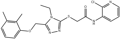 N-(2-chloropyridin-3-yl)-2-[[5-[(2,3-dimethylphenoxy)methyl]-4-ethyl-1,2,4-triazol-3-yl]sulfanyl]acetamide Struktur