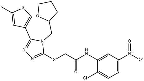 N-(2-chloro-5-nitrophenyl)-2-[[5-(5-methylthiophen-3-yl)-4-(oxolan-2-ylmethyl)-1,2,4-triazol-3-yl]sulfanyl]acetamide Struktur