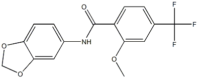 N-(1,3-benzodioxol-5-yl)-2-methoxy-4-(trifluoromethyl)benzamide Struktur