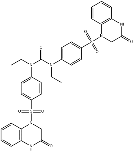 1,3-diethyl-1,3-bis[4-[(3-oxo-2,4-dihydroquinoxalin-1-yl)sulfonyl]phenyl]urea Struktur