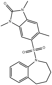 1,3,5-trimethyl-6-(2,3,4,5-tetrahydro-1-benzazepin-1-ylsulfonyl)benzimidazol-2-one Struktur