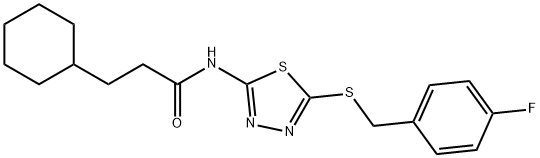 3-cyclohexyl-N-[5-[(4-fluorophenyl)methylsulfanyl]-1,3,4-thiadiazol-2-yl]propanamide Struktur