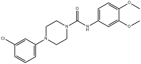 4-(3-chlorophenyl)-N-(3,4-dimethoxyphenyl)piperazine-1-carboxamide Struktur