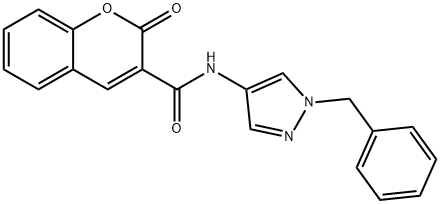 N-(1-benzylpyrazol-4-yl)-2-oxochromene-3-carboxamide Struktur