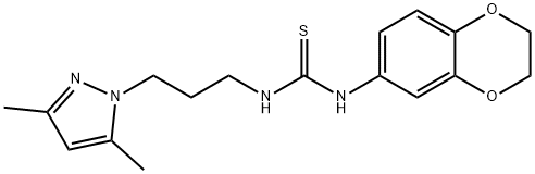 1-(2,3-dihydro-1,4-benzodioxin-6-yl)-3-[3-(3,5-dimethylpyrazol-1-yl)propyl]thiourea Struktur