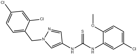 1-(5-chloro-2-methoxyphenyl)-3-[1-[(2,4-dichlorophenyl)methyl]pyrazol-4-yl]thiourea Struktur