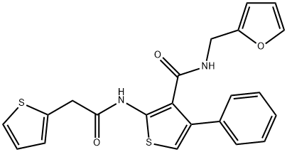 N-(furan-2-ylmethyl)-4-phenyl-2-[(2-thiophen-2-ylacetyl)amino]thiophene-3-carboxamide Struktur