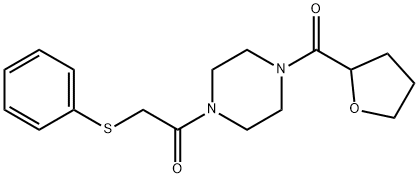 1-[4-(oxolane-2-carbonyl)piperazin-1-yl]-2-phenylsulfanylethanone Struktur