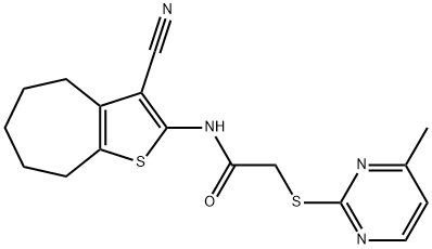 N-(3-cyano-5,6,7,8-tetrahydro-4H-cyclohepta[b]thiophen-2-yl)-2-(4-methylpyrimidin-2-yl)sulfanylacetamide Struktur