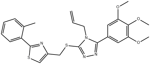 2-(2-methylphenyl)-4-[[4-prop-2-enyl-5-(3,4,5-trimethoxyphenyl)-1,2,4-triazol-3-yl]sulfanylmethyl]-1,3-thiazole Struktur