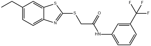 2-[(6-ethyl-1,3-benzothiazol-2-yl)sulfanyl]-N-[3-(trifluoromethyl)phenyl]acetamide Struktur