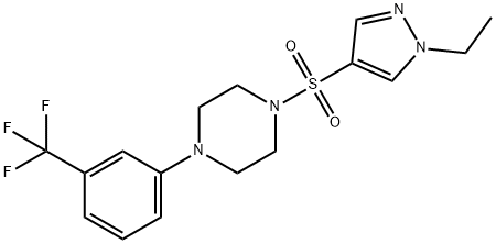 1-(1-ethylpyrazol-4-yl)sulfonyl-4-[3-(trifluoromethyl)phenyl]piperazine Struktur