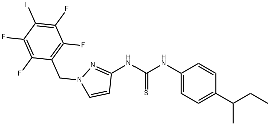 1-(4-butan-2-ylphenyl)-3-[1-[(2,3,4,5,6-pentafluorophenyl)methyl]pyrazol-3-yl]thiourea Struktur