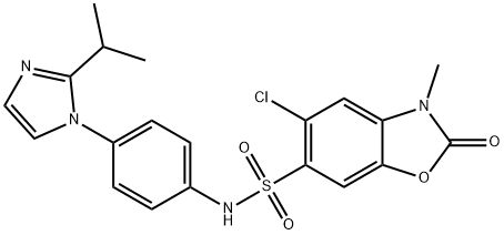 5-chloro-3-methyl-2-oxo-N-[4-(2-propan-2-ylimidazol-1-yl)phenyl]-1,3-benzoxazole-6-sulfonamide Struktur