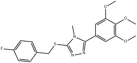 3-[(4-fluorophenyl)methylsulfanyl]-4-methyl-5-(3,4,5-trimethoxyphenyl)-1,2,4-triazole Struktur