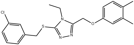 3-[(3-chlorophenyl)methylsulfanyl]-5-[(3,4-dimethylphenoxy)methyl]-4-ethyl-1,2,4-triazole Struktur