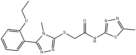 2-[[5-(2-ethoxyphenyl)-4-methyl-1,2,4-triazol-3-yl]sulfanyl]-N-(5-methyl-1,3,4-thiadiazol-2-yl)acetamide Struktur